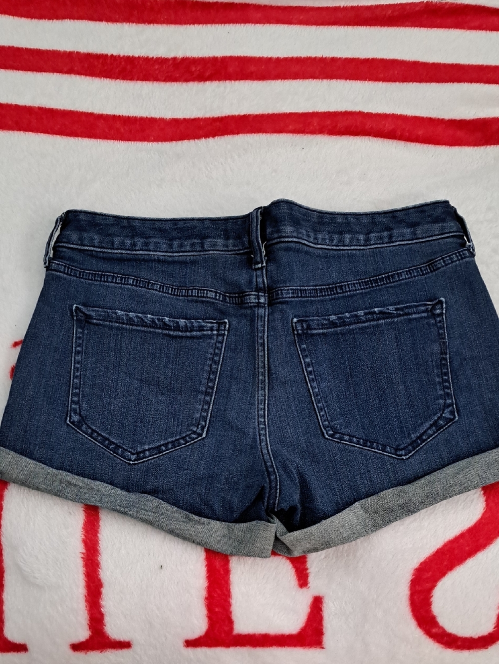 Express Dark Blue Denim Rolled-Hem Jean Shorts